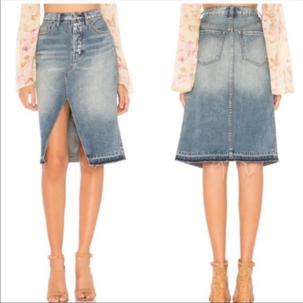 Free‎ People We The Free Released Hem Denim Midi Skirt